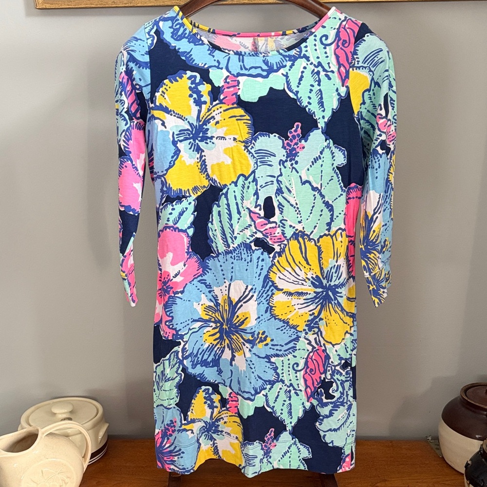 Lilly Pulitzer Blue Floral Long Sleeve Dress